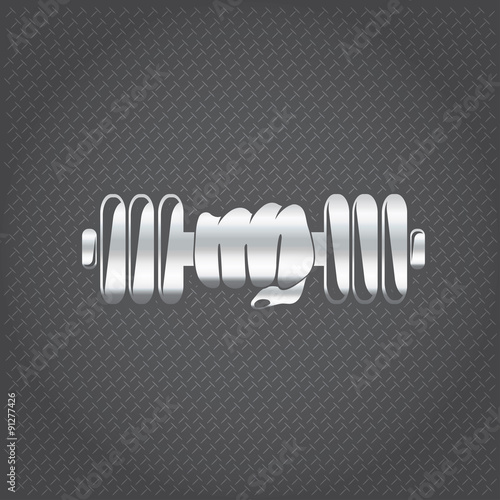 silver hand holding barbell vector design template