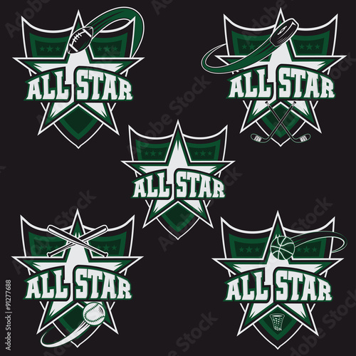 set of vintage sports all star crests