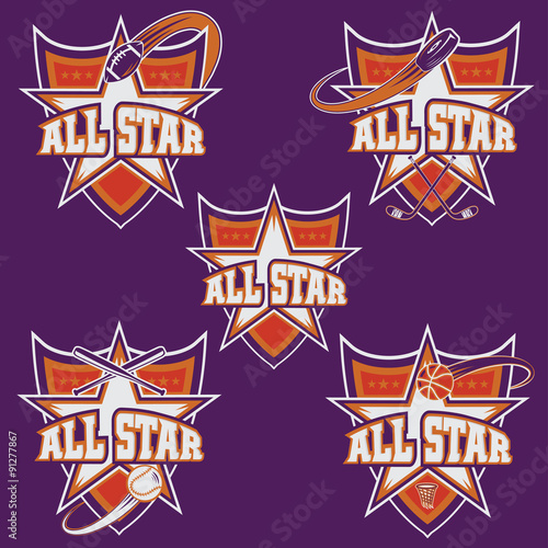 set of vintage sports all star crests