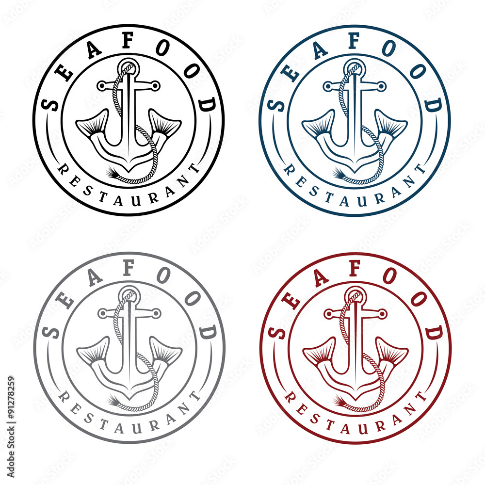 anchor with fish tails seafood restaurant labels anchor with fish tails seafood restaurant labels