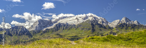 Dolomites: overview of the Marmolada glacier in summer