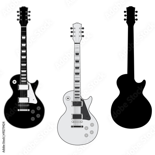 Guitar Silhouettes Isolated on White Background. Vector Image