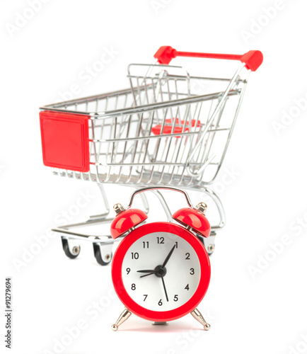 Alarm clock and shopping cart