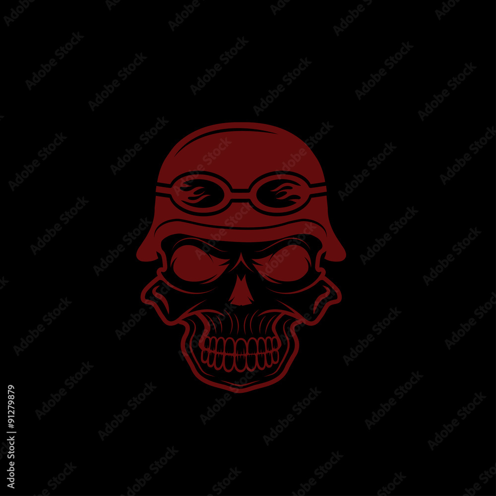 Fototapeta premium skull in helmet, biker theme vector design template