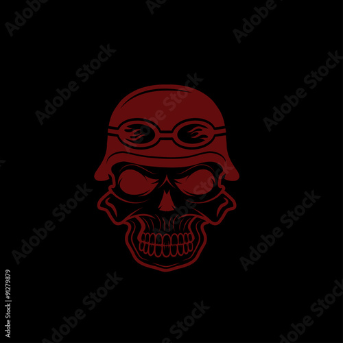 skull in helmet, biker theme vector design template