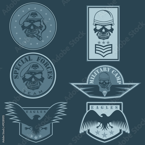 Special unit military emblem set vector design template