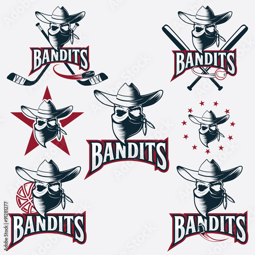 set of skull bandit sports labels