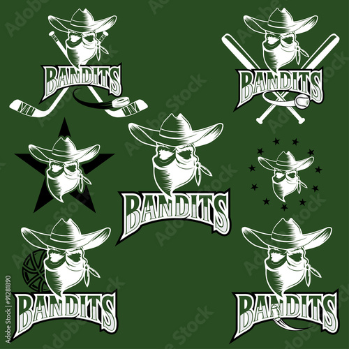 set of skull bandit sports labels