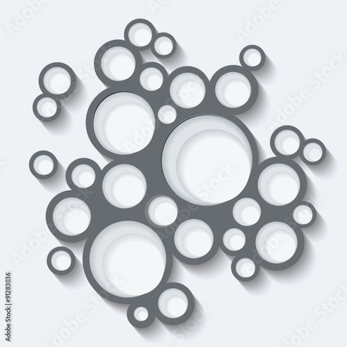 Abstract infographics design with circles and shadow on grey bac
