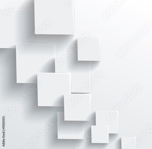 3D Quadrate Tapete - Fototapete Vector Abstract geometric shape from gray cubes. White squares