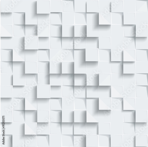 3D Quadrate Tapete - Fototapete Vector Abstract geometric shape from gray cubes. White squares