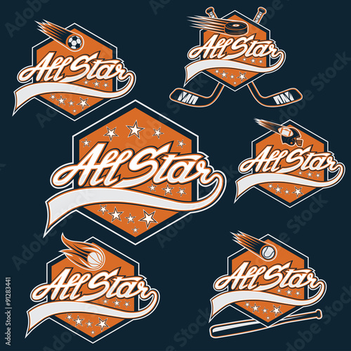 set of vintage sports all star crests