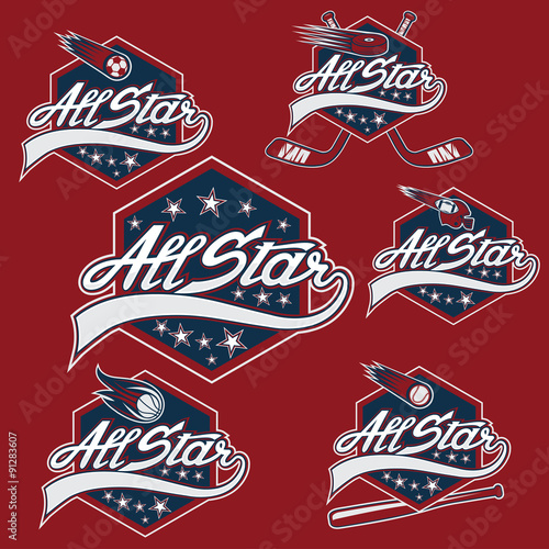set of vintage sports all star crests