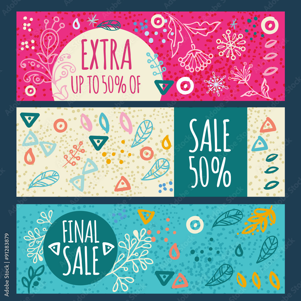 Naklejka premium Sale banner hand drawn
