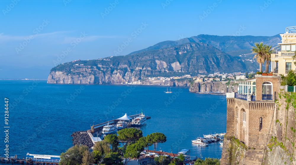 Panorama of Sorrento gulf view. The province of Campania. Italy.