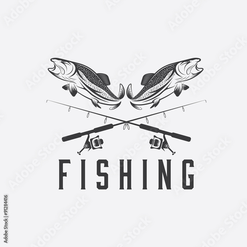 vintage fishing vector design template