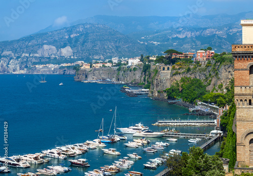 Panorama of Sorrento, gulf view. The province of Campania. Italy.