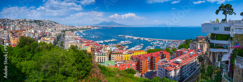 Panorama of Naples, view of the port in the Gulf of Naples and Mount Vesuvius. The province of Campania. Italy. photo