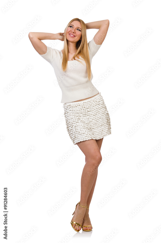Pretty young blond woman isolated on white Pretty young blond woman isolated on white