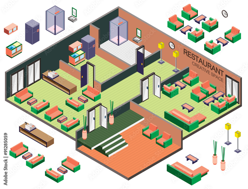 illustration of info graphic interior room concept in isometric graphic illustration of info graphic interior room concept in isometric graphic