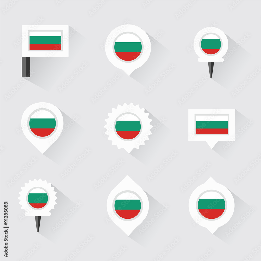 bulgaria flag and pins for infographic, and map design bulgaria flag and pins for infographic, and map design