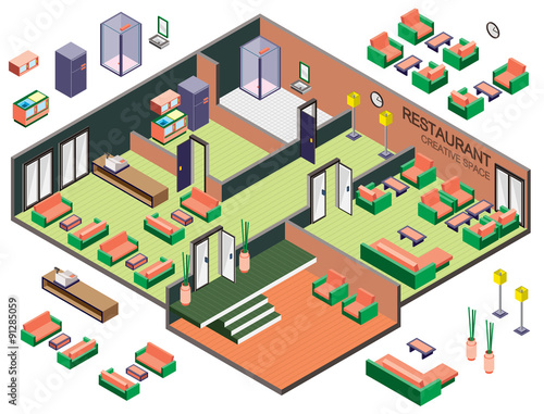 illustration of info graphic interior  room concept in isometric graphic