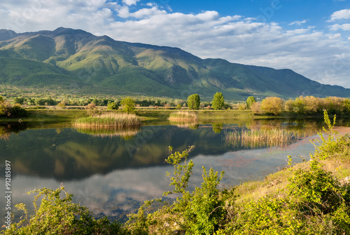 View of Kerkini Lake at sunset in Greece