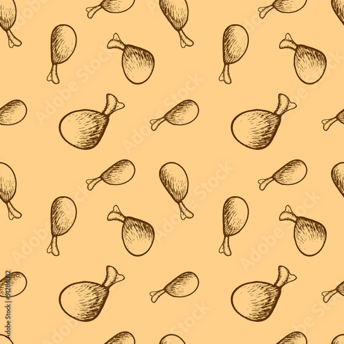 Doodle drawn seamless pattern with chicken legs for design