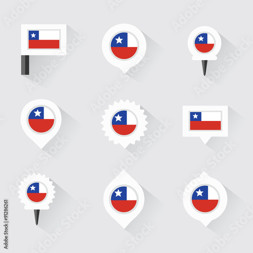chile flag and pins for infographic, and map design