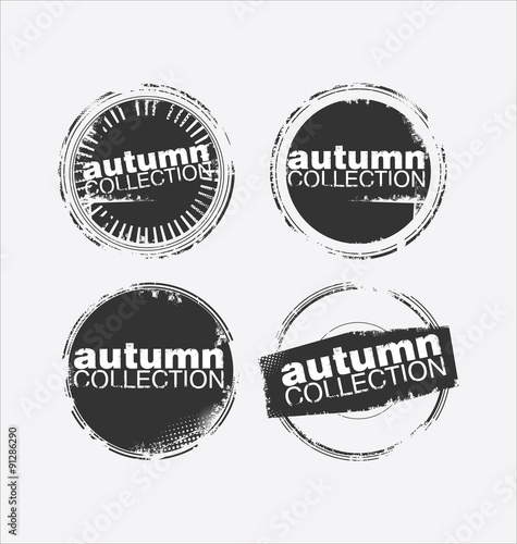 Autumn collection grungy stamp
