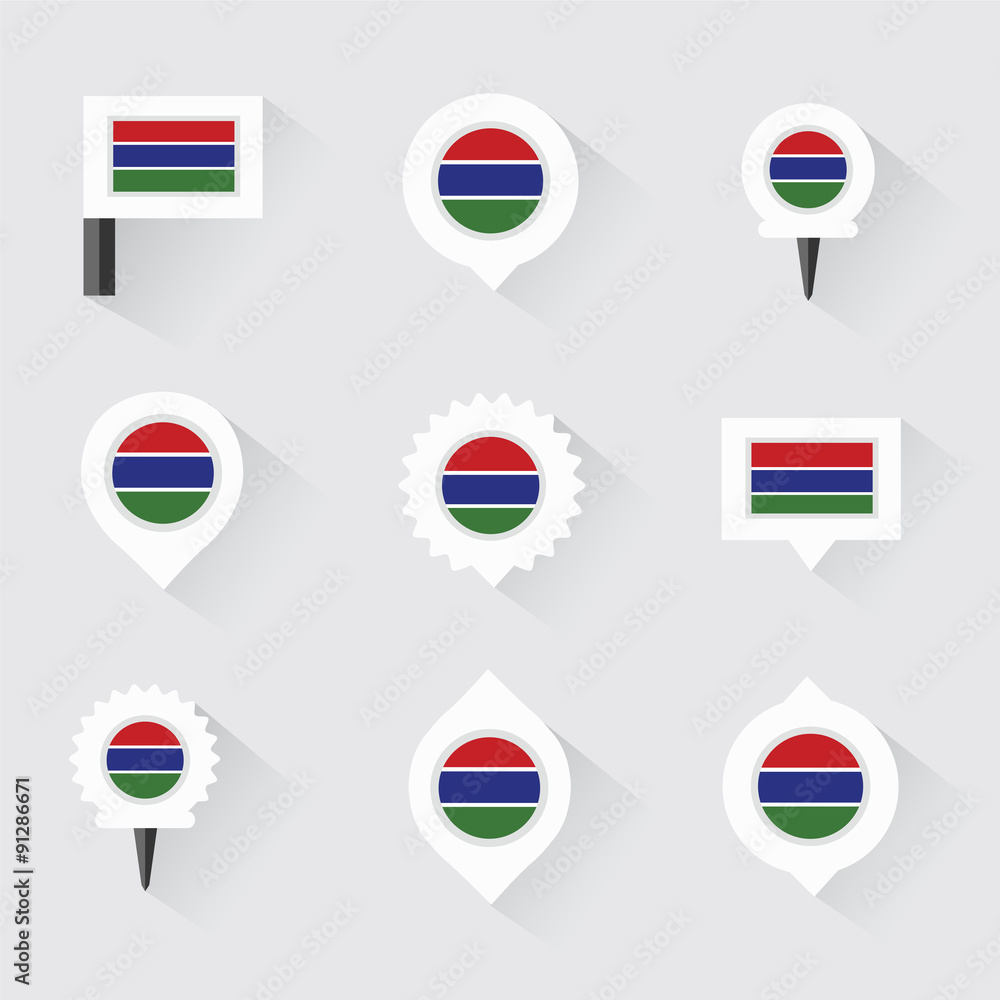 gambia flag and pins for infographic, and map design gambia flag and pins for infographic, and map design