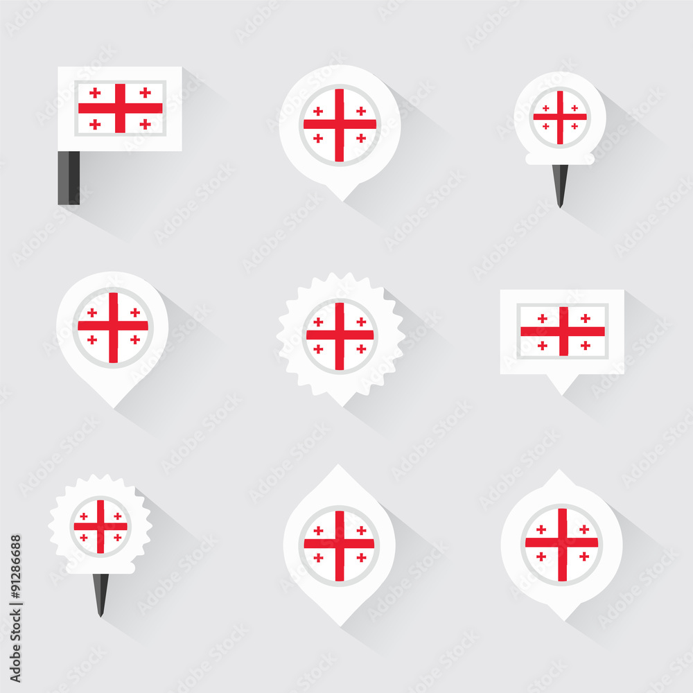 georgia flag and pins for infographic, and map design georgia flag and pins for infographic, and map design