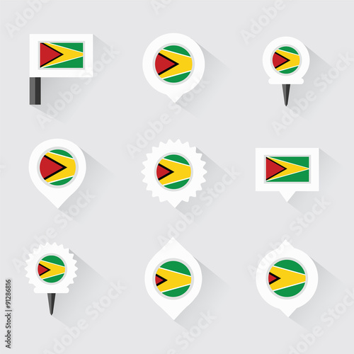 guyana flag and pins for infographic, and map design Free Download guyana flag and pins for infographic, and map design - GFXLoad