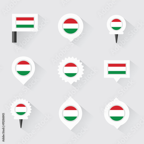 Free Download hungary flag and pins for infographic, and map design - GFXLoad