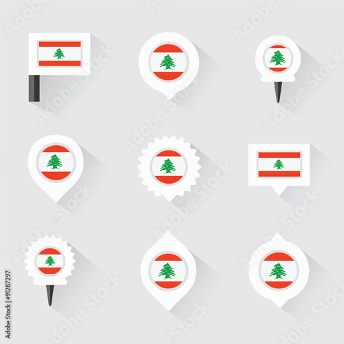 Lebanon flag and pins for infographic, and map design Free Download Lebanon flag and pins for infographic, and map design - GFXLoad