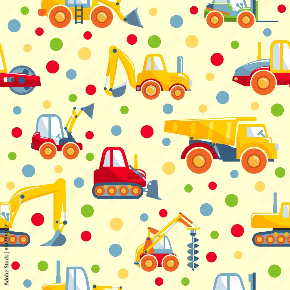 Toys heavy construction machines seamless pattern Toys heavy construction machines seamless pattern