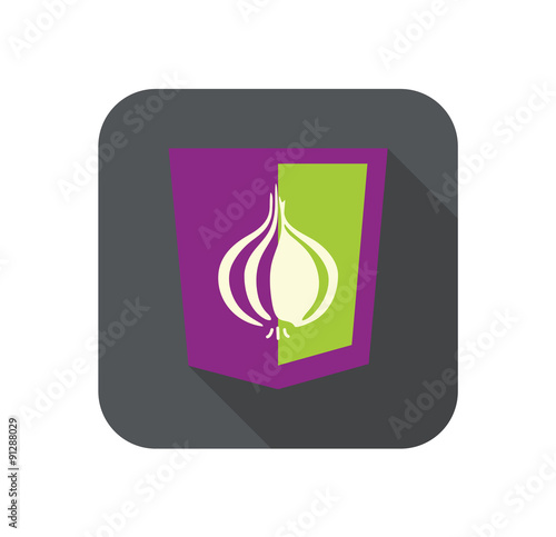 Vector illustration of purpur shield with onion protected web
