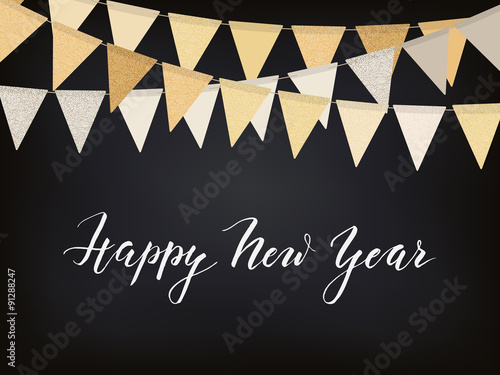 Background with golden flag garlands