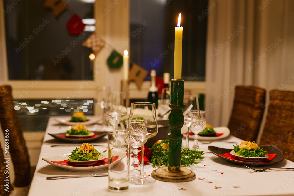 Fototapeta premium Table setting for Christmas party