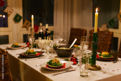 Table setting for Christmas party