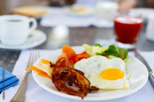 Breakfast with fried eggs