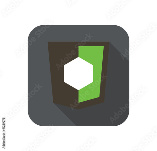 Vector icon web shield with shape symbol for node js framework -