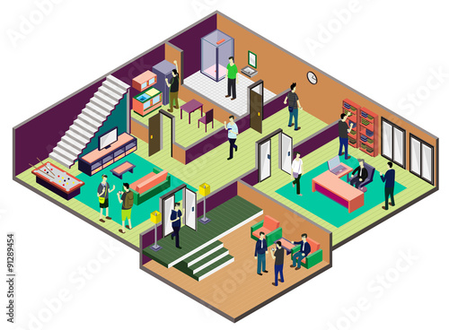 illustration of info graphic interior room concept in isometric graphic