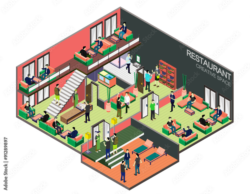 illustration of info graphic interior  room concept in isometric graphic