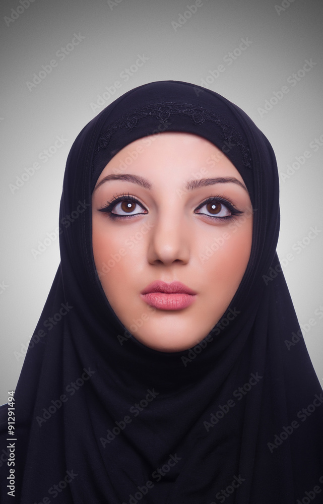 Muslim young woman wearing hijab on white Muslim young woman wearing hijab on white