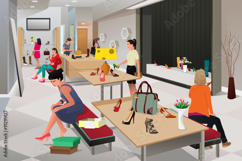 Women Shopping for Shoes