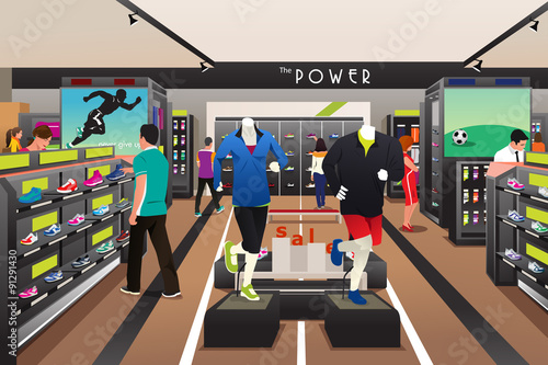 People Shopping for Shoes in a Sporting Store