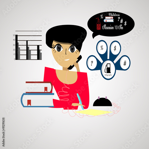 Businesswoman illustration over color background