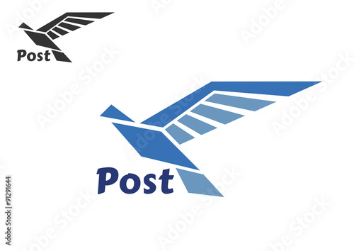Blue postal bird abstract symbol