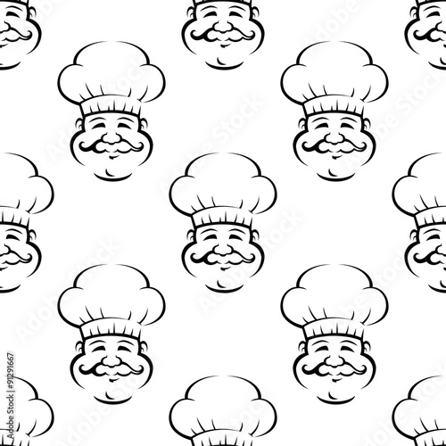 Smiling baker or chef seamless pattern